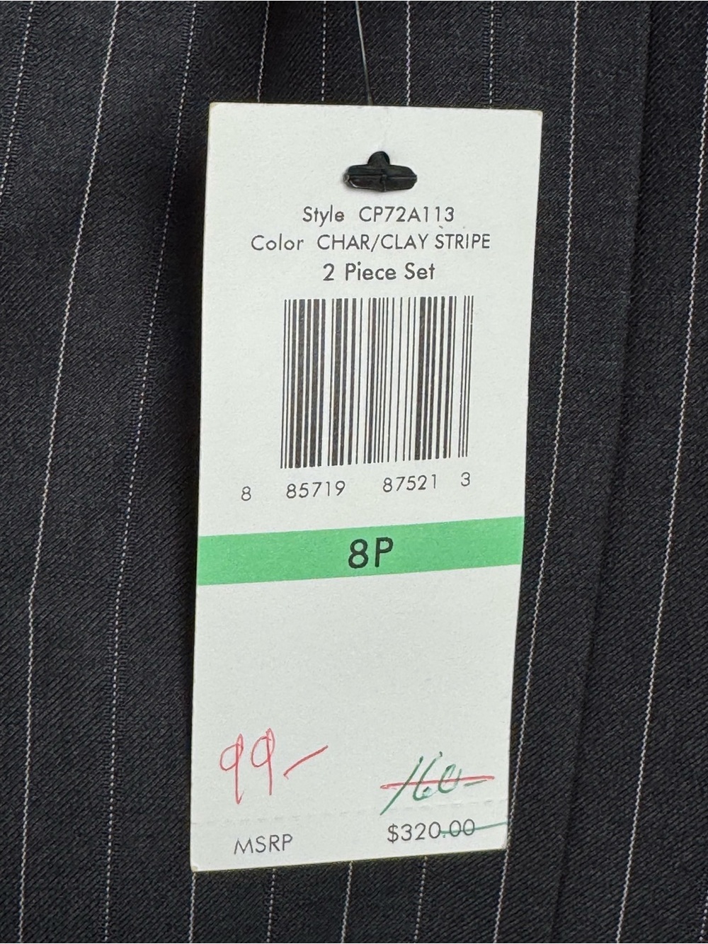 CALVIN KLEIN Pinstripe 2-Pc Gray Pant Suit Size 8P NWT $320 Retail - Picture 14 of 15